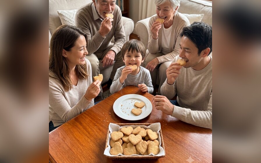 家族でクッキーを楽しむ様子